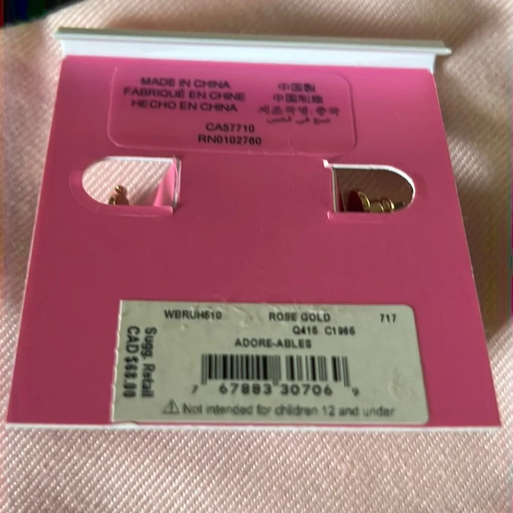 NWT Kate Spade adore-ables rosegold pink earrings X